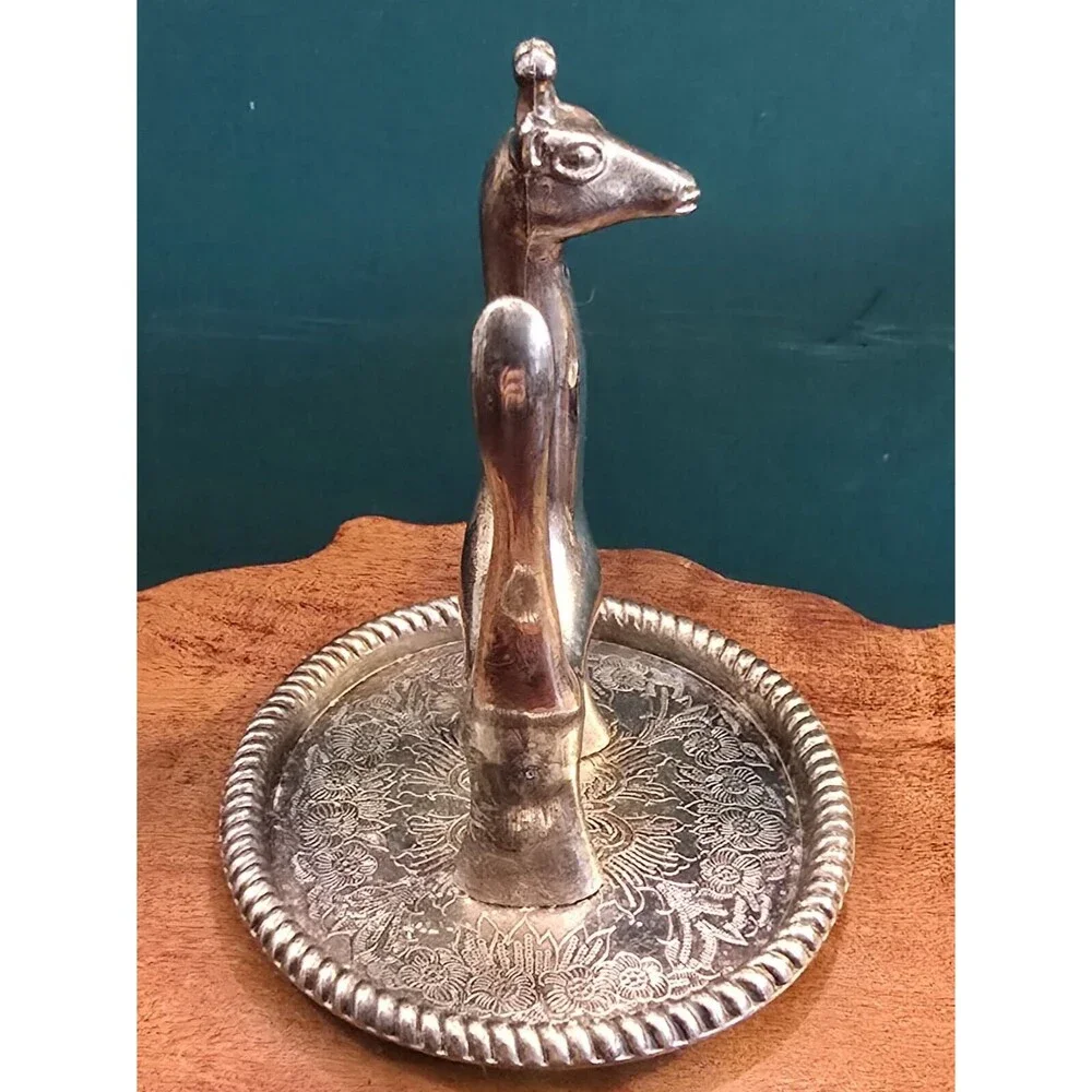Vintage Giraffe Silverplate Ring Holder 3.75
